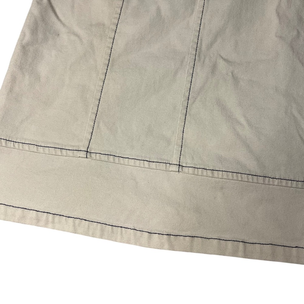 LL Bean Khaki Tan Canvas Button Front Mini Skirt Navy Contrast Stitching 16 Reg - Picture 6 of 6